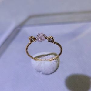 Pink Diamond Ring with Gold Filled Wire